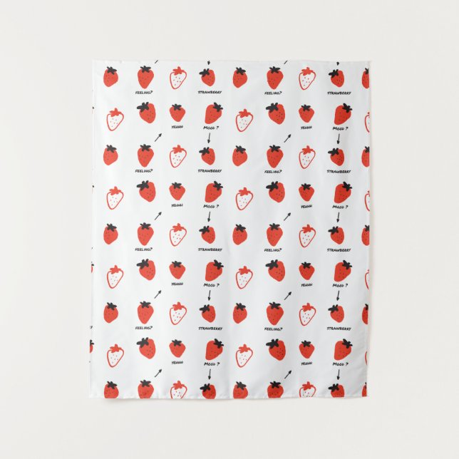 Tenture Cute Strawberry Pattern Tapestry Room Decor (Devant)