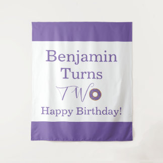 Tenture  Cute Two 2nd Birthday Donut Purple White Party