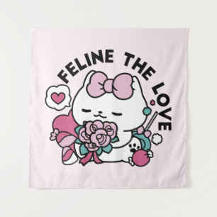 Tenture Cute Valentine's Cat Design - Feline the Love