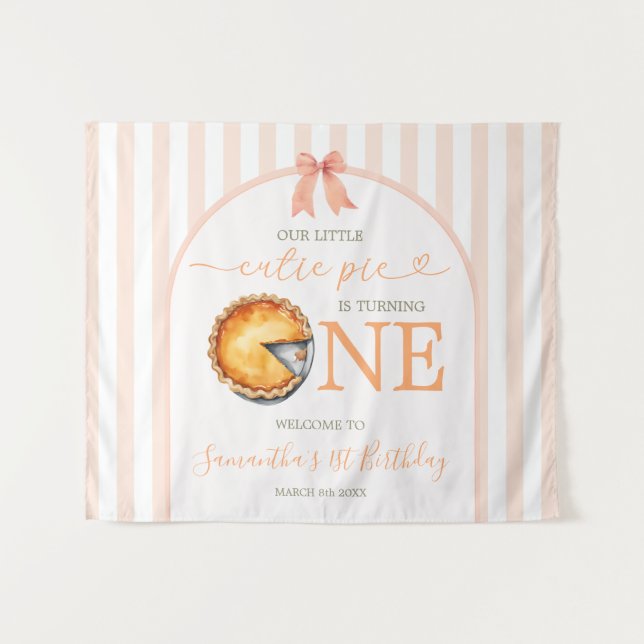 Tenture Cutie Pie Orange En vichy Anniversaire Bienvenue T (Devant (Horizontal))