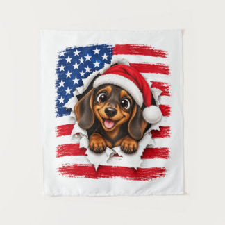 Tenture Dachshund de Noël américain