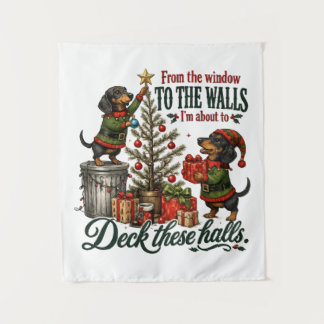 Tenture Dachshund de Noël drôle