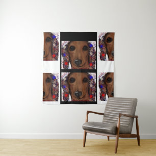 Tenture Dachshund Rouge     