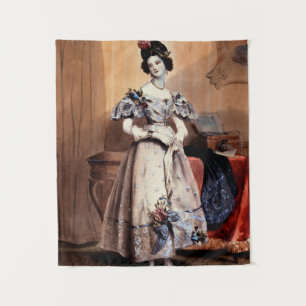 Tenture Dame victorienne avec ornements floraux - Elegan