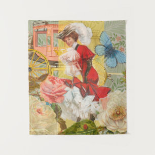 Tenture Dame victorienne femme amusement calèche