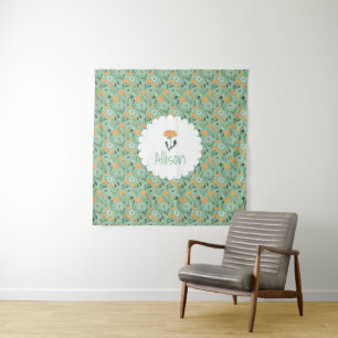 Tenture Dandelion Fleurs Orange Floral Nom personnalisé