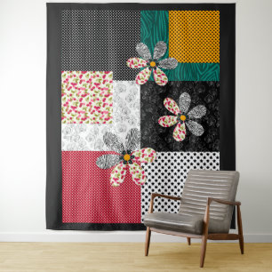 Tenture Dans un motif rustique patchwork de couleurs multi