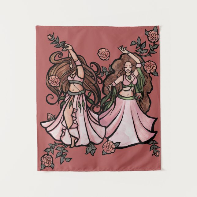 Tenture Danseurs du ventre Roses rose Mauve Rose danse du  (Devant)