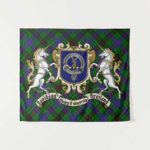 Tenture Davidson Clan Badge & Unicorns avec Tartan