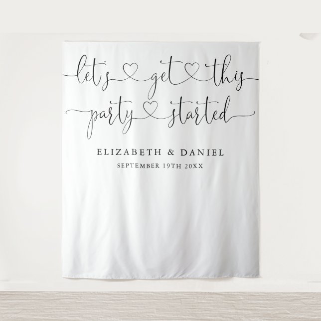 Tenture Début de la fête Cardiaque Script Mariage Photo fo (Devant)