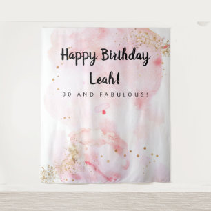 Tenture Décor d'anniversaire 30 ans, Fond rose et or