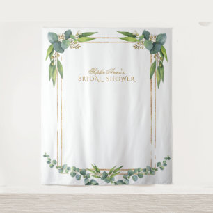 Tenture Décor de Baby Shower Mariage Aquarelle Eucalyptus 