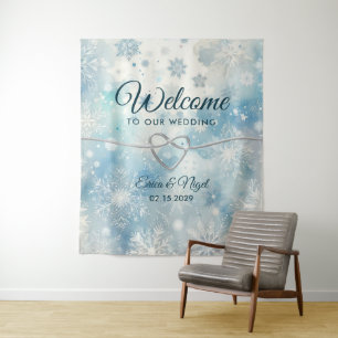 Tenture Décor de bienvenue pour mariage hivernal Wonderlan