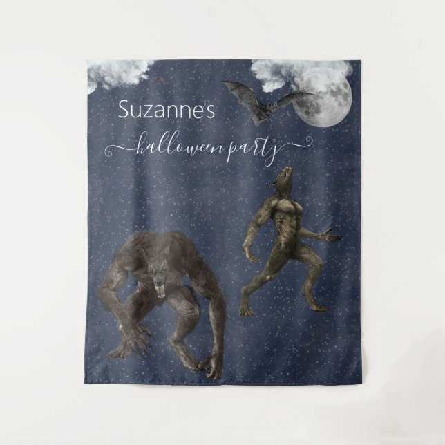 Tenture Décor de fête d'Halloween loup-garou (Devant)