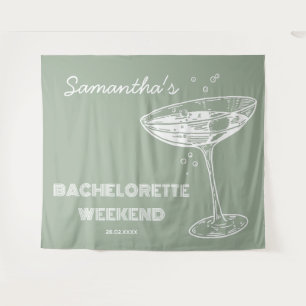 Tenture Décor de fond de fête de bachelorette rétro Vert C