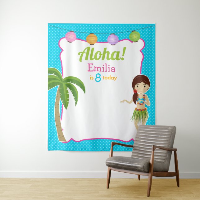 Tenture Décor de fond de photo de fête d'anniversaire Luau (En situation)