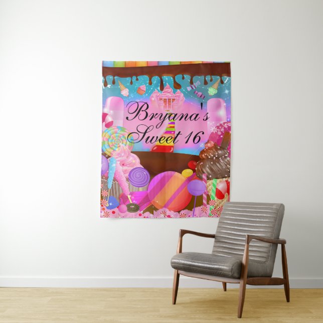 Tenture Décor de fond pour fête d'anniversaire Sweet 16 Ca (En situation)