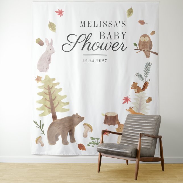 Tenture Décor de fond pour stand photo Baby Shower Animaux (En situation)