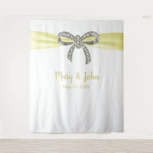 Tenture Décor de mariage à ruban jaune et noeud papillon d