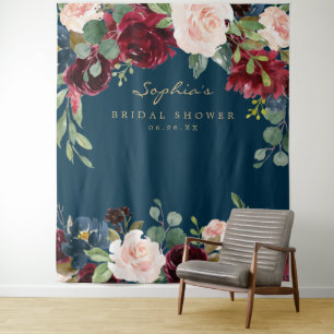 Tenture Décor de mariage bordeaux marine Toile de fond