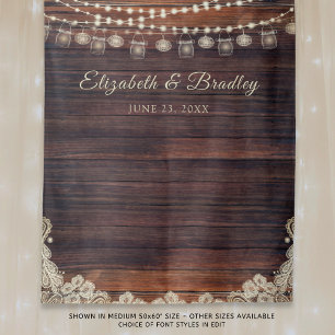 Tenture Décor de mariage en bois rustique avec lampions en