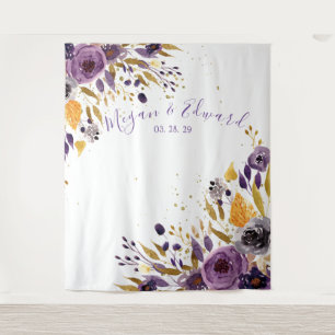 Tenture Décor de réception de mariage avec fond floral vio