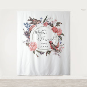 Tenture Décor floral de réception de contexte de mariage