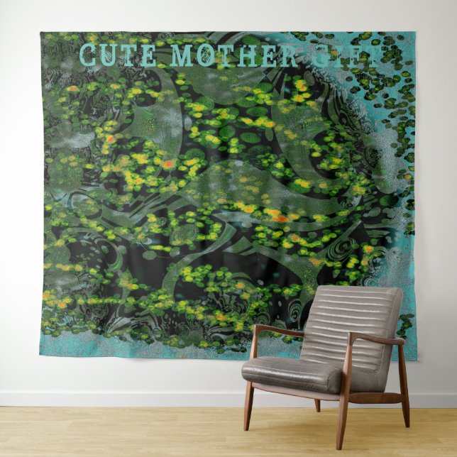 Tenture DECOR_Room_CUTE MÈRE GIFT_GREEN_RMDESIGNFLO55 (En situation (horizontale))