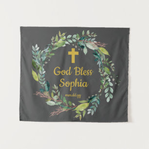 Tenture Décor vert Baptême de fond pour Girl Boy Gold