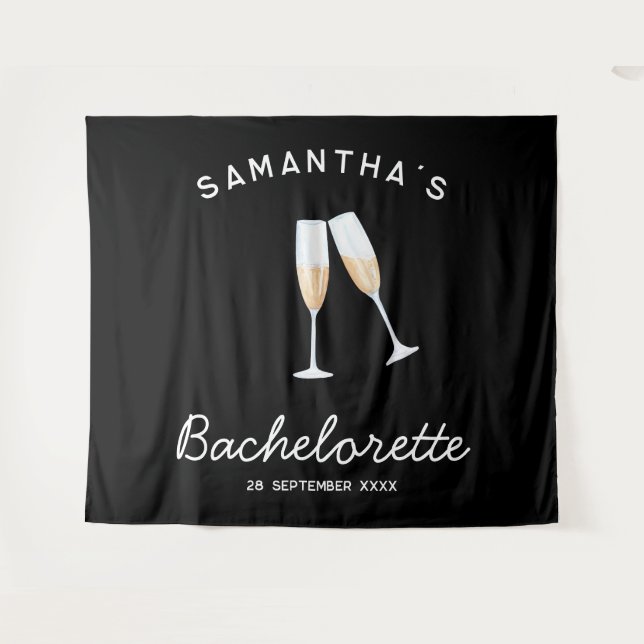 Tenture Décoration de fête de jeune fille Champagne Bohème (Devant (Horizontal))
