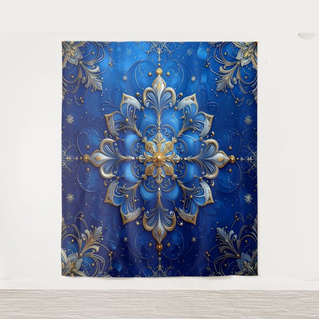 Tenture Decorative Blue Gold Holiday Backdrop (Devant)