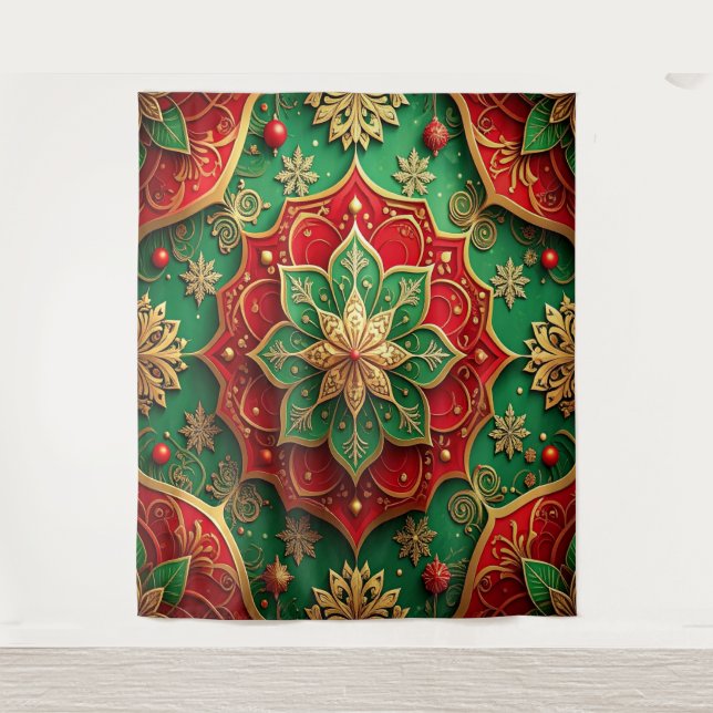 Tenture Decorative Red Green Holiday Backdrop (Devant)