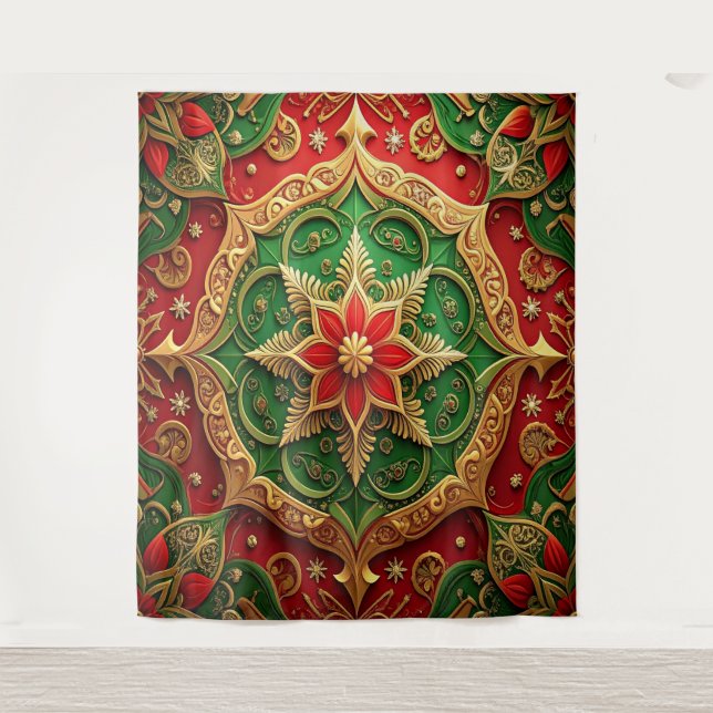 Tenture Decorative Red Green Holiday Backdrop (Devant)