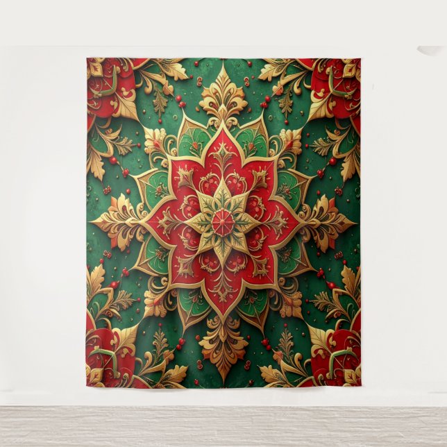 Tenture Decorative Red Green Holiday Backdrop (Devant)