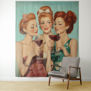 Tenture Dégustation vintage pour dames avec vin