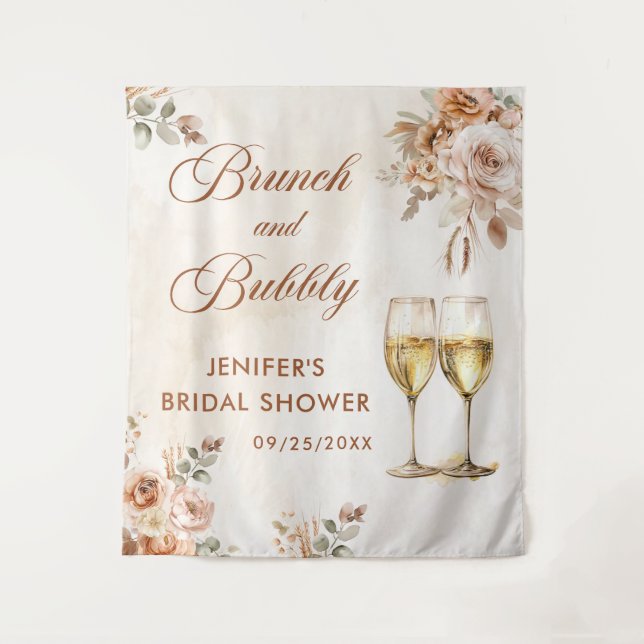 Tenture Déjeuner bohème floral et douche de mariée pétilla (Devant)