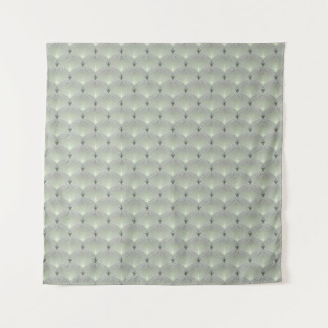 Tenture Délicat vert et gris, art déco. (Devant)