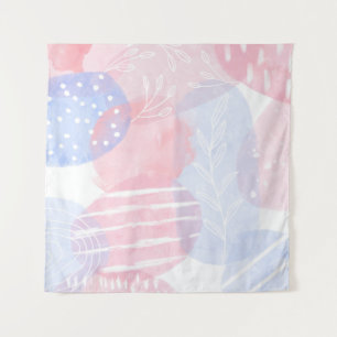 Tenture Delicate Blush and Blue Abstract Watercolor Shapes