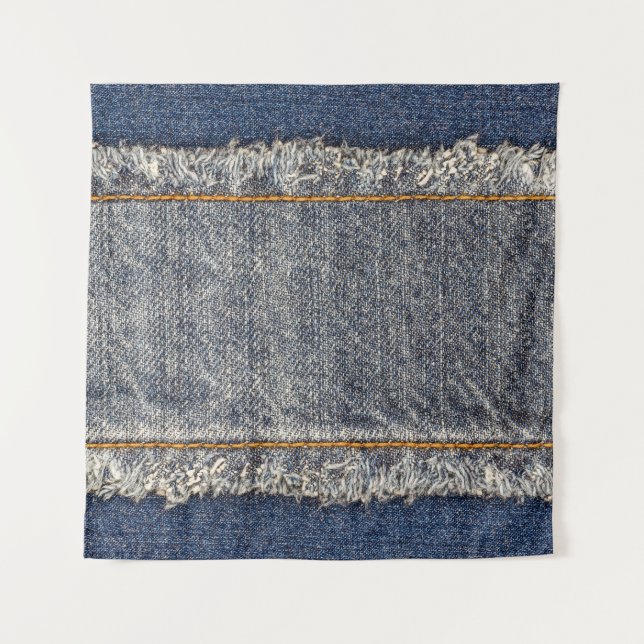 Tenture Denim Blue Jeans : Décontracté Double Patch (Devant)