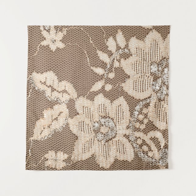 Tenture Dentelle délicate : Broderie sur tissu blanc (Devant)