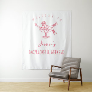 Tenture Dernier rodéo Bachelorette Week-end Funky dessiné