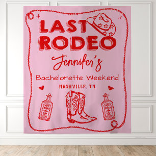 Tenture Dernier Rodéo Rose Rouge Cowgirl Week-end Enterrem
