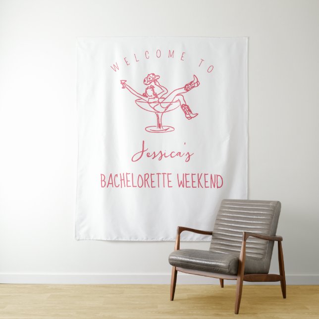 Tenture Dernier rodéo Week-end de Bachelorette Funky dessi (En situation)