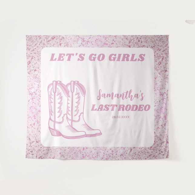 Tenture Dernier Rodeo Western Cowgirl Bachelorette Party (Devant (Horizontal))