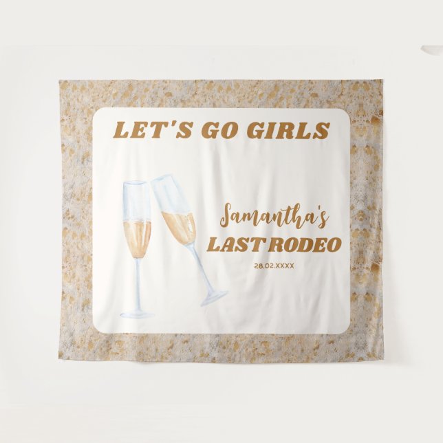 Tenture Dernier Rodeo Western Cowgirl Bachelorette Party (Devant (Horizontal))