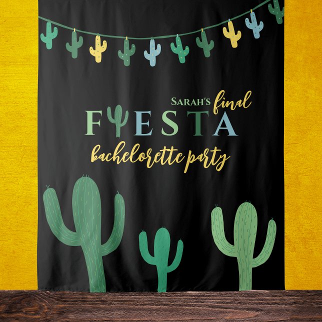Tenture Dernière photo de la Fiesta Cactus Bachelorette (Final fiesta cactus mexican bachelorette party photo backdrop)