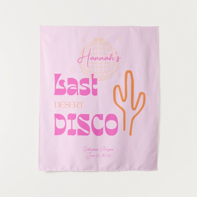 Tenture Desert Disco Bachelorama photo fond rose (Devant)