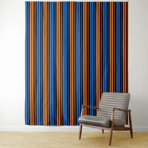 Tenture Design à rayures verticales bleu orange bleu  