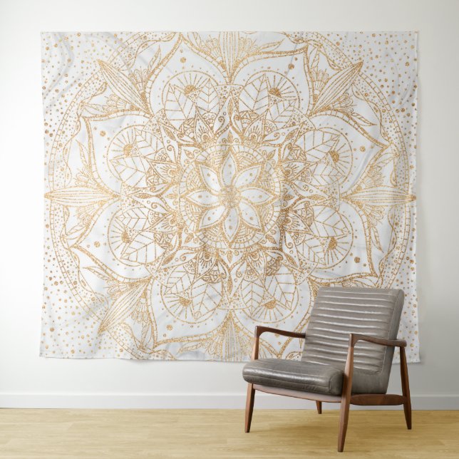 Tenture Design tendance or floral Mandala Marble (En situation (horizontale))