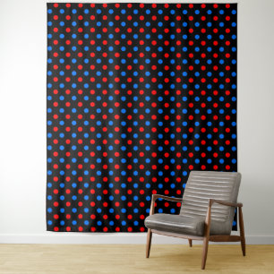 Tenture Dessin à points noirs rouges et bleus 